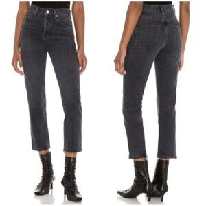 NWT AGOLDE Riley Straight Crop Jeans Edit Black Wash 24